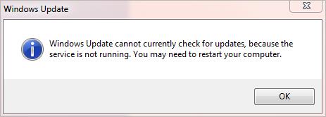 windows 10 update service not running