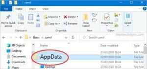 appdata folder is seen