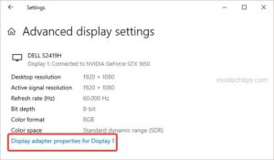 display adapter properties