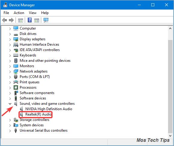 find out sound card with device manager