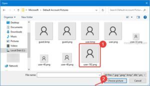 select default user account picture