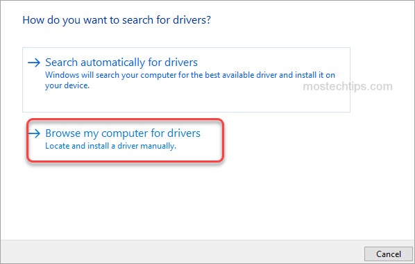 browse my computer for drivers