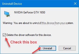 confirm uninstall the graphics card driver
