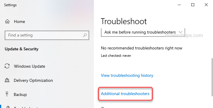 open additional troubleshooters