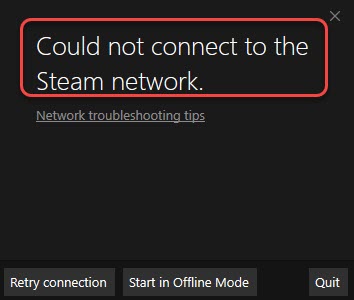 steam could not connect to steam network