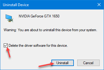 confirm to uninstall the graphics card driver