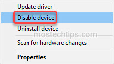 disable bluetooth device
