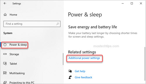 open additional power settings