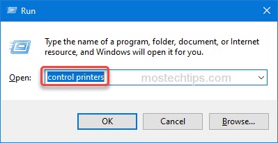 open devices and printers window
