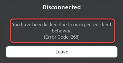fix roblox error code 268