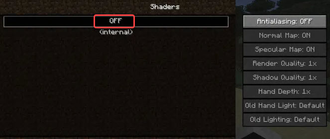 disable shaders in minecraft