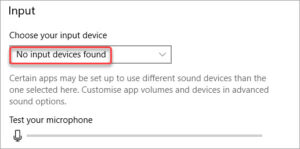how to fix no audio input devices found