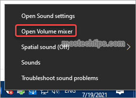 how to open volume mixer
