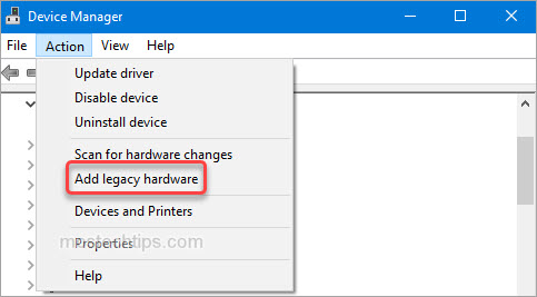 add legacy hardware in device manager