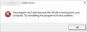 how to fix mfc140.dll missing error