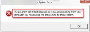 how to fix mfc12u.dll missing error