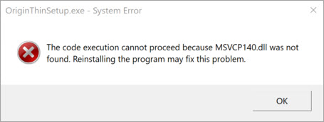 how to fix the origin msvcp140.dll missing error
