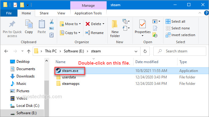 launch steam within the installation folder