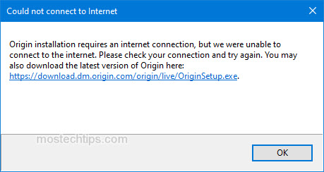 how to fix origin could not connect to internet