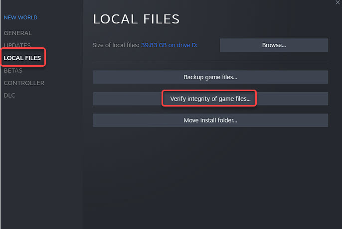 verify integrity of game files in steam