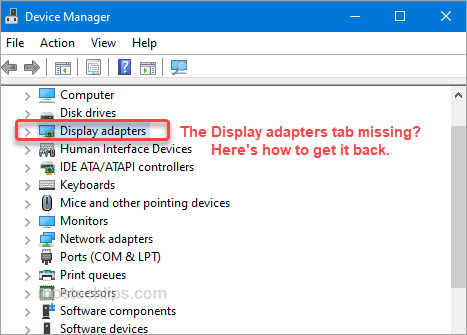fix display adapter missing in device manager