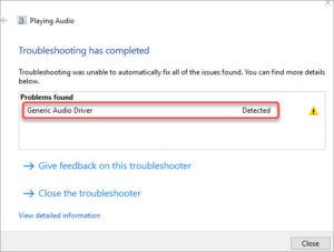fix generic audio driver detected error