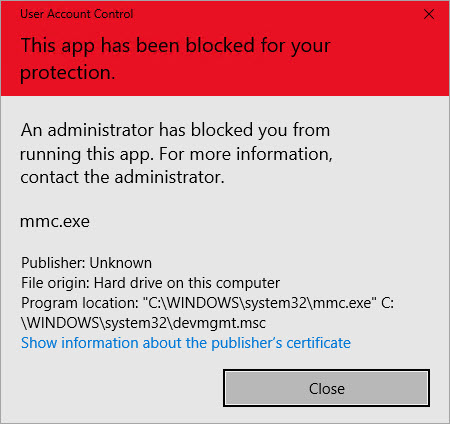 fix device manager is blocked by administrator error