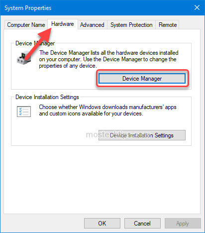 run device manager from system properties