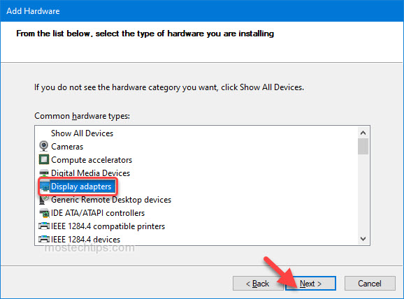 display adapters not showing up device manager