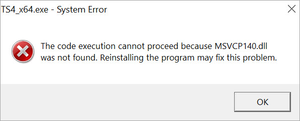 fix Sims 4 msvcp140.dll missing error