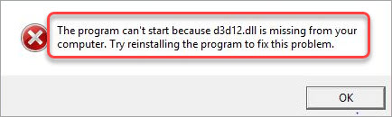 how to fix d3d12.dll missing error