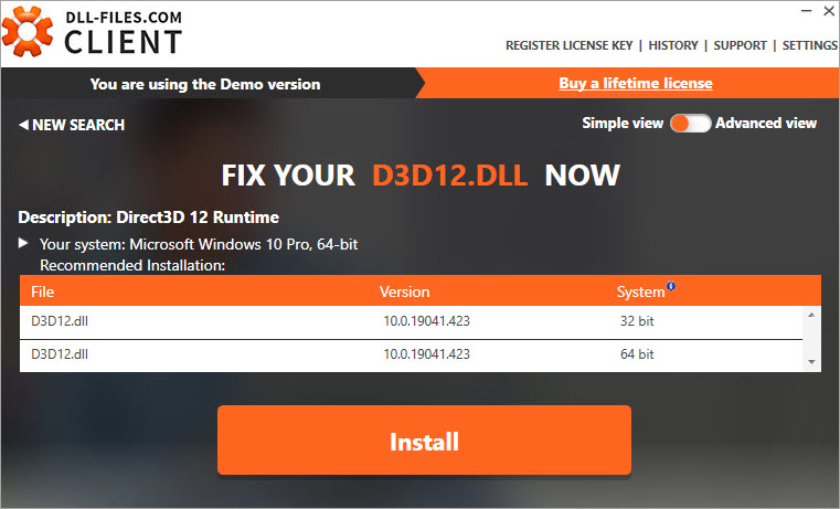 install the d3d12.dll file