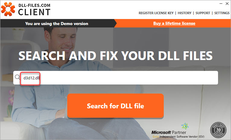 search the d3d12.dll file