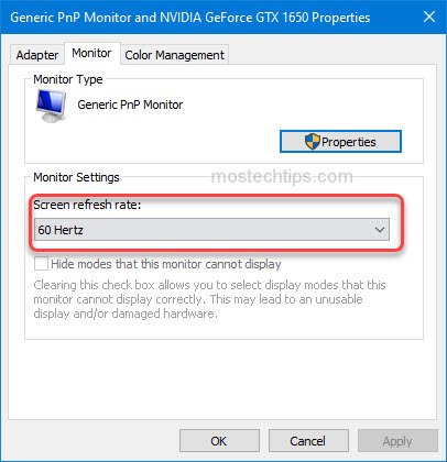 change second monitor's refresh rate