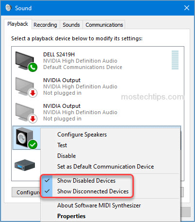 how to show disabled audio devices