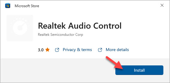 install realtek audio console from microsoft store