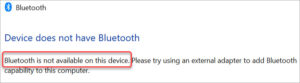 fix bluetooth is not available on this device