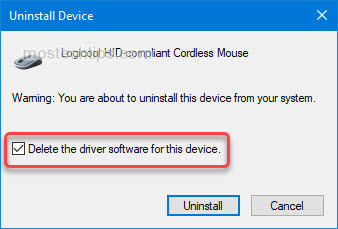 confirm to uninstall mouse driver