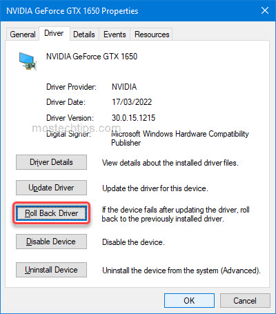 how to roll back graphics card driver