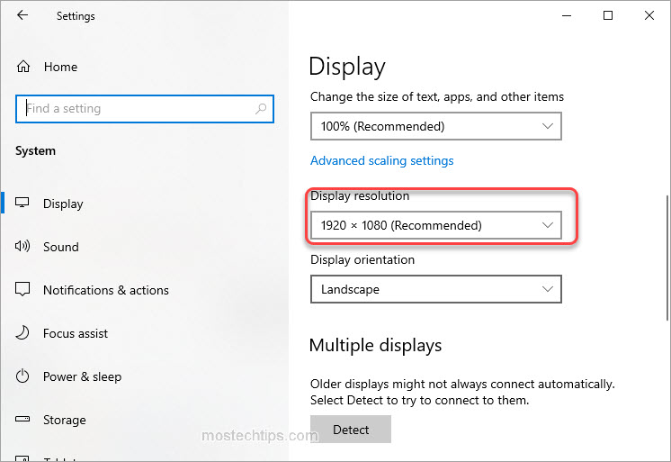 check and change display resolution on your pc
