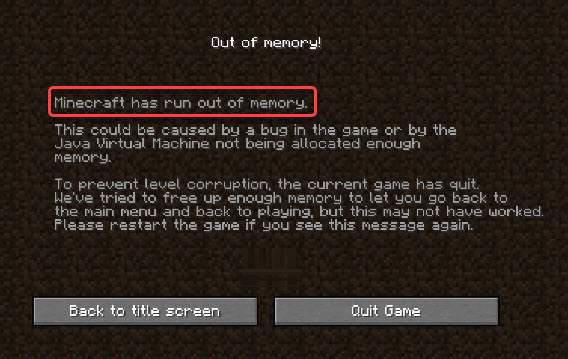 fix minecraft has run out of memory error