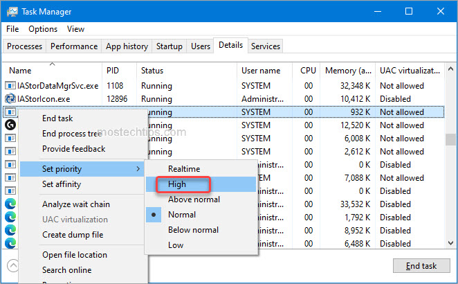 how to make java high priority in task manager