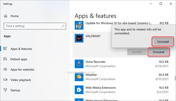 uninstall valorant from your computer