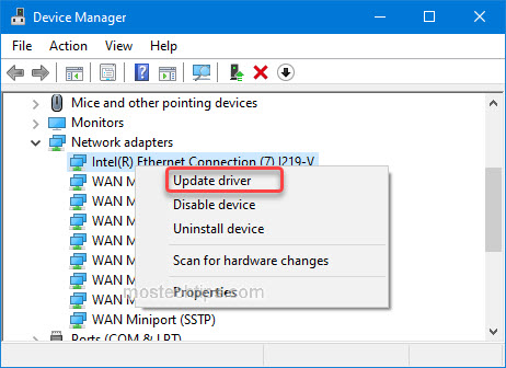 how to update network driver in device manager