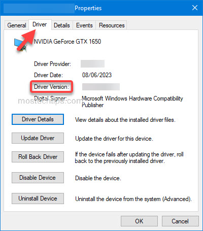check graphics driver version from device manager