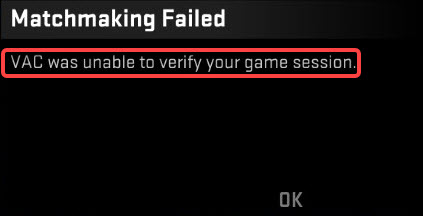 how to fix vac was unable to verify your game session