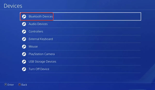 open ps4 bluetooth devices settings