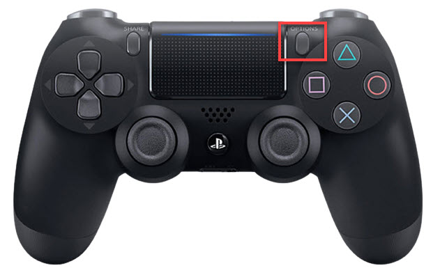 screenshot showing the ps4 controller options button