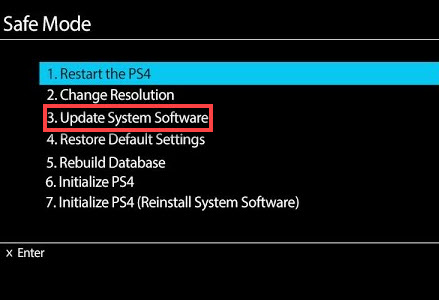 ps4 safe mode update system software