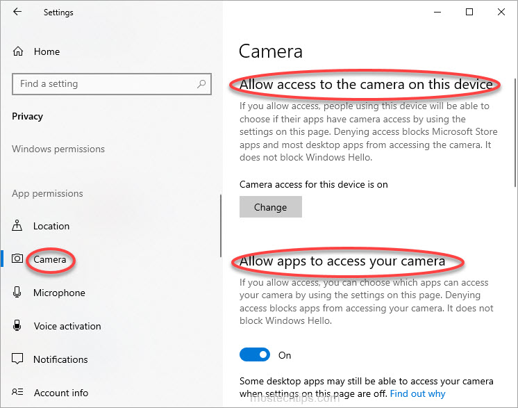 allow  your device and apps to access asus laptop camera